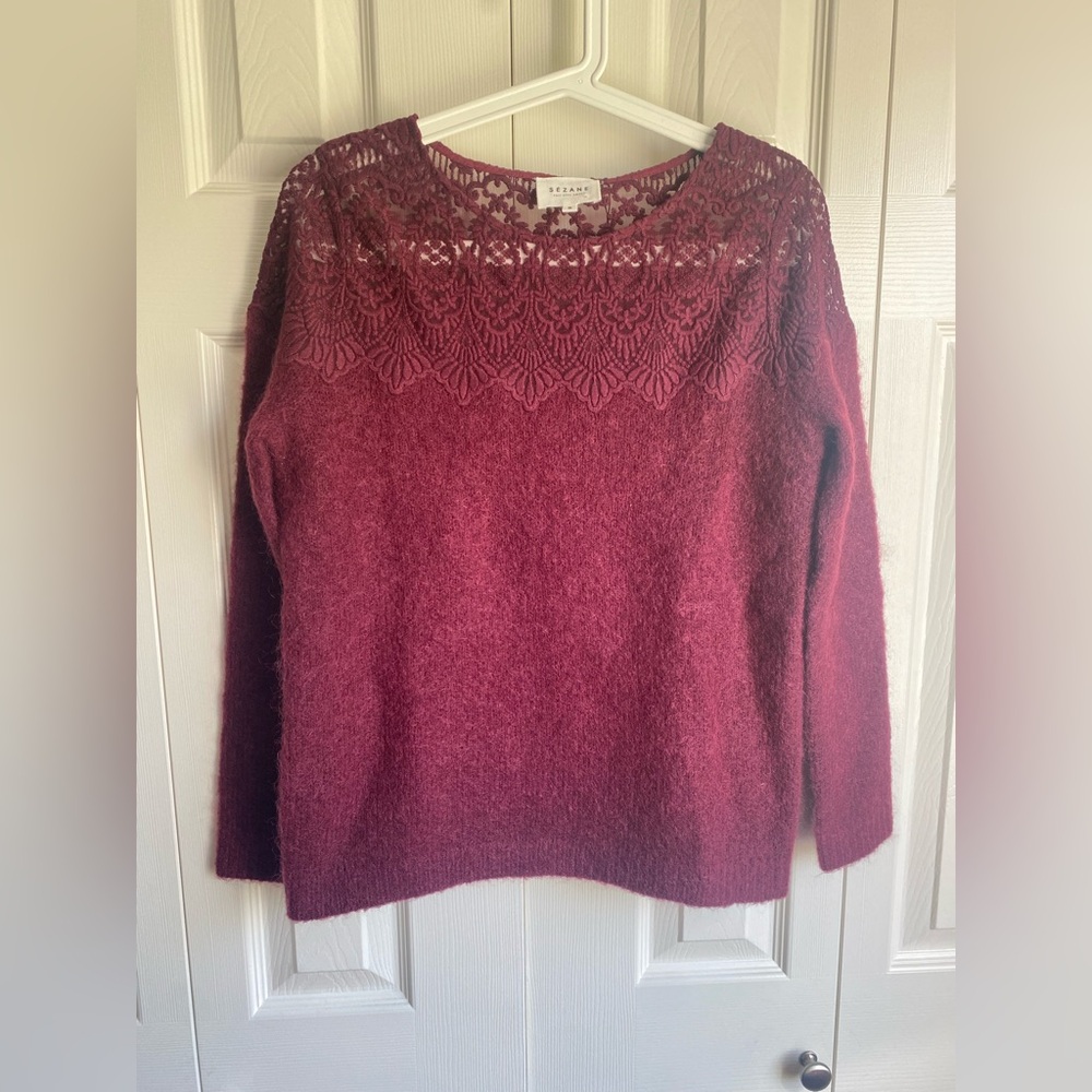 Sézane Pull Grace sweater in prune - Picture 3 of 11